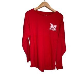 Miami RedHawks Shirt Womens Small Red Graphic Long Sleeve Heavy Weigh Athletic